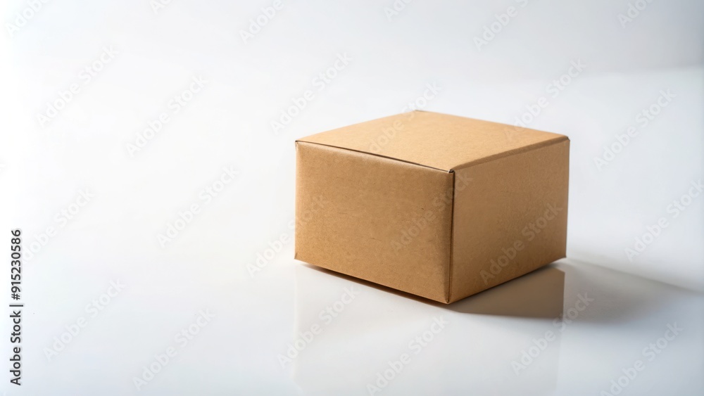 A single, small, brown cardboard box sits alone on a white background, empty and unmarked, conveying a sense of isolation and simplicity. A single, small, brown cardboard box sits alone on a white background, empty and unmarked, conveying a sense of isolation and simplicity.