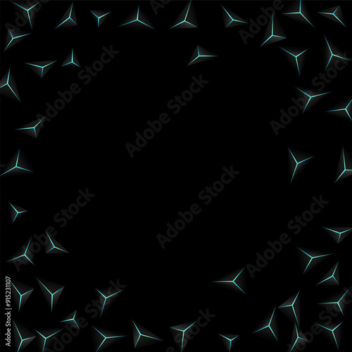 Dark Facet Background Black Vector. Jet Black Triangular Creative. Polygon Abstract Backdrop. Obsidian Nice Template.