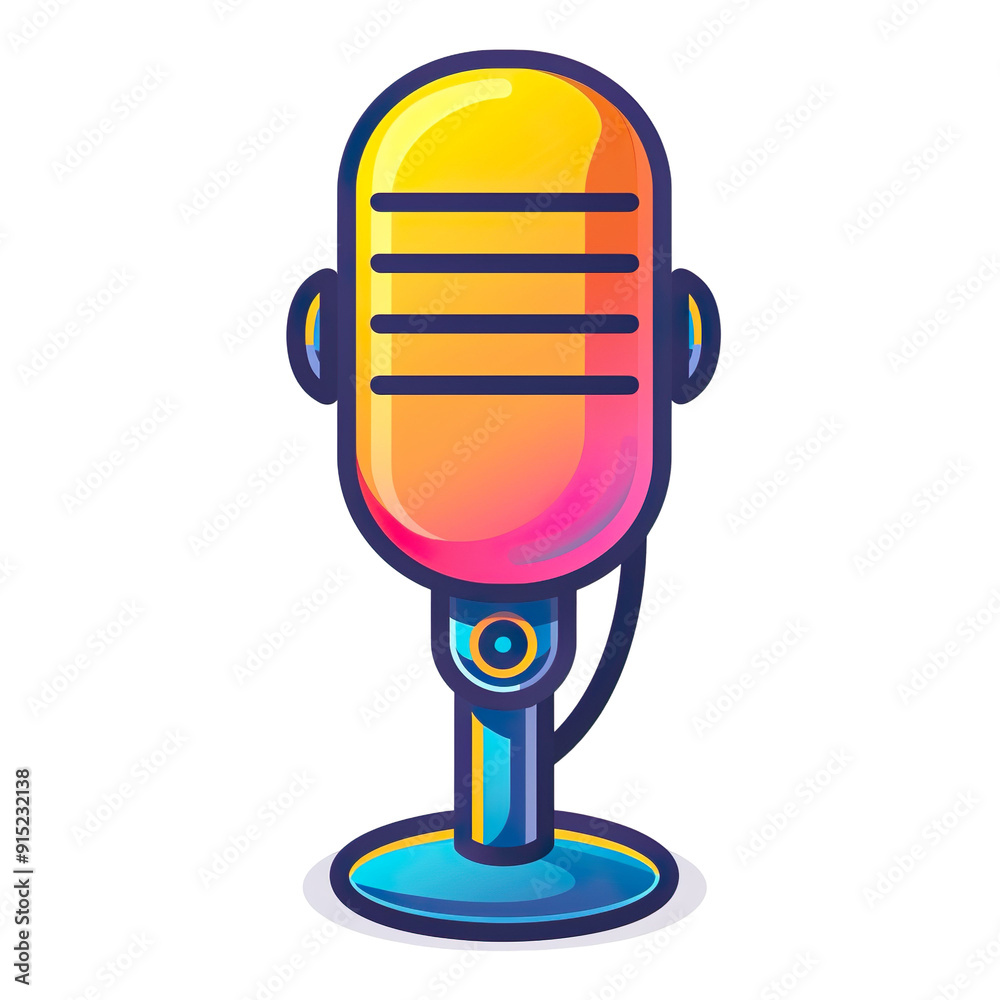 2D logo of a microphone in flat colors isolated on a white transparent background 2D logo of a microphone in flat colors isolated on a white transparent background