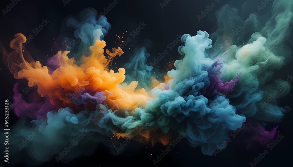 an abstract digital artwork that illustrates the enchanting fusion of ethereal mist with a vibrant explosion of colorful particles an abstract digital artwork that illustrates the enchanting fusion of ethereal mist with a vibrant explosion of colorful particles