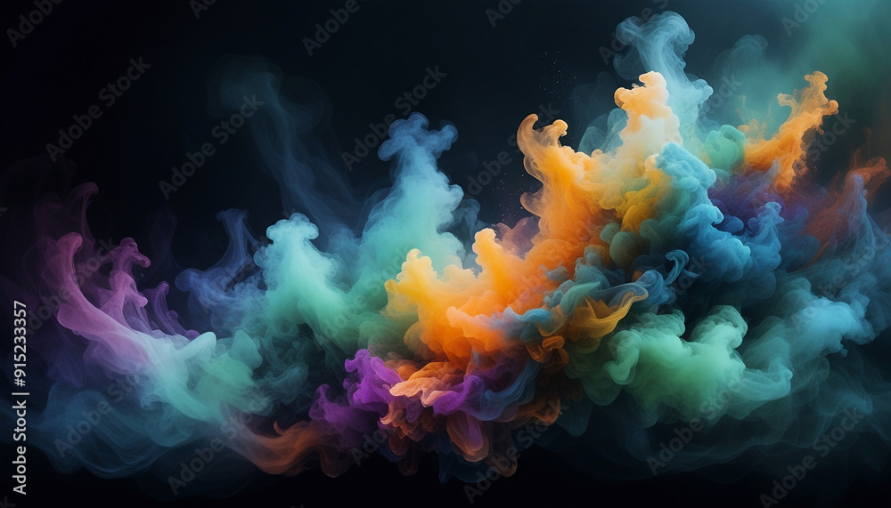 an abstract digital artwork that illustrates the enchanting fusion of ethereal mist with a vibrant explosion of colorful particles an abstract digital artwork that illustrates the enchanting fusion of ethereal mist with a vibrant explosion of colorful particles
