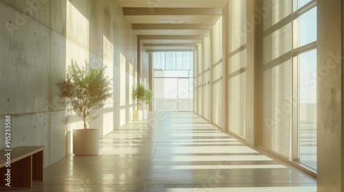 Bright and Welcoming School Hallway