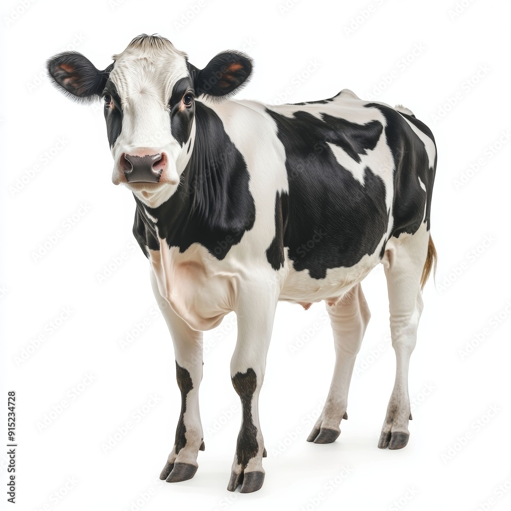 Black and White Cow Standing on White Background Black and White Cow Standing on White Background