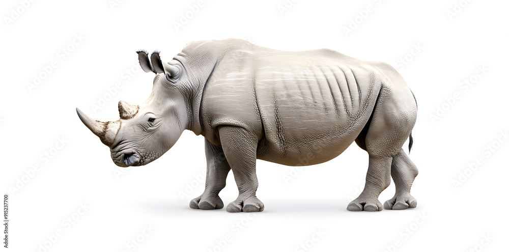 Obraz premium Rhinoceros animal side view isolated on white background