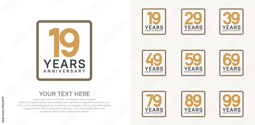 anniversary set logo style with brown color in square for company celebration moment anniversary set logo style with brown color in square for company celebration moment