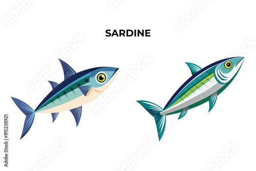 Detailed Sardine Fish vector illustration. Perfect for culinary, marine, and environmental designs. High-quality vector for easy customization. Ideal for menus, packaging, education, and web graphics.