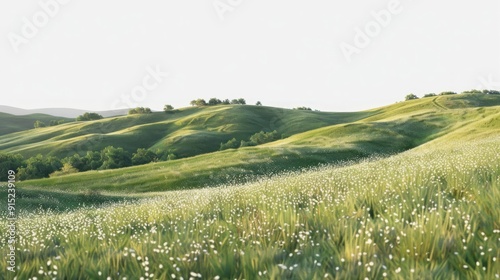 Serene rolling green hills