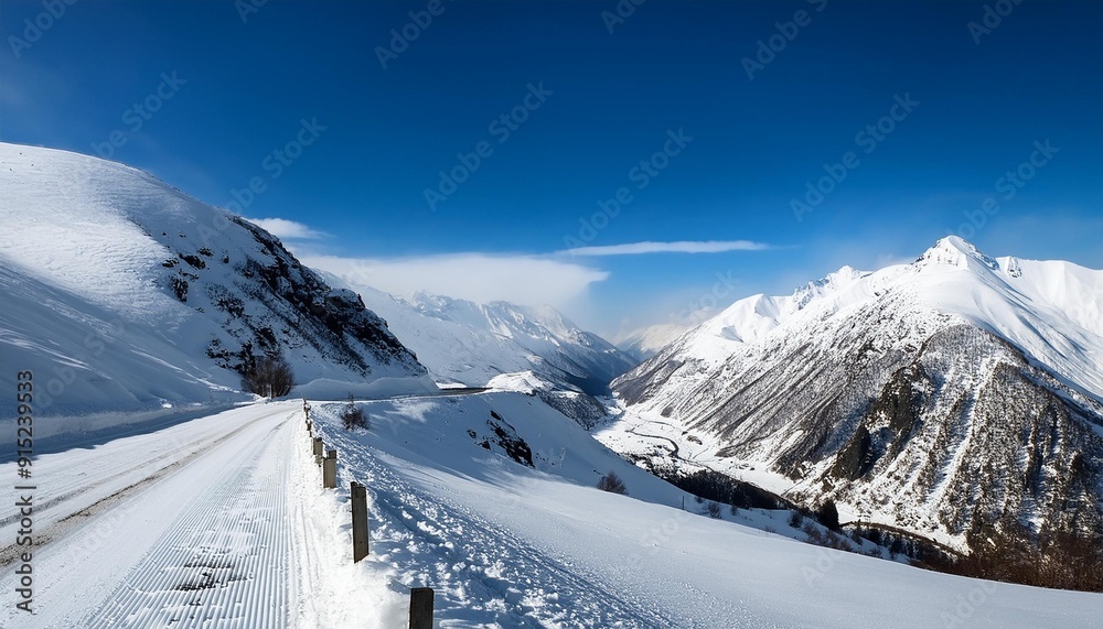 Snow-covered mountain pass