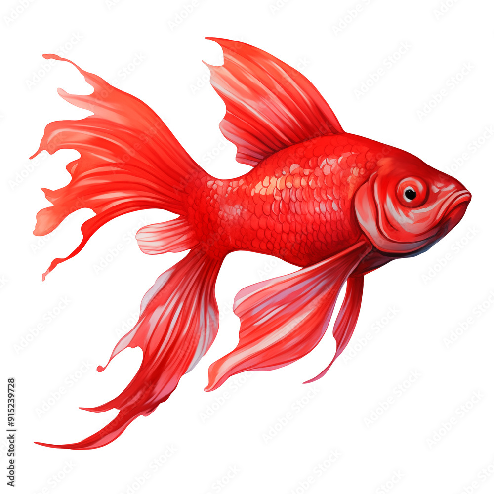 Red Watercolor Fairytale Fish