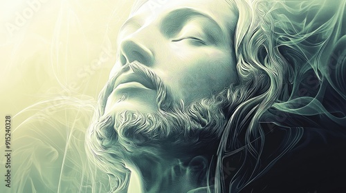 Artistic Representation of Christ with Ethereal Glow and Detail