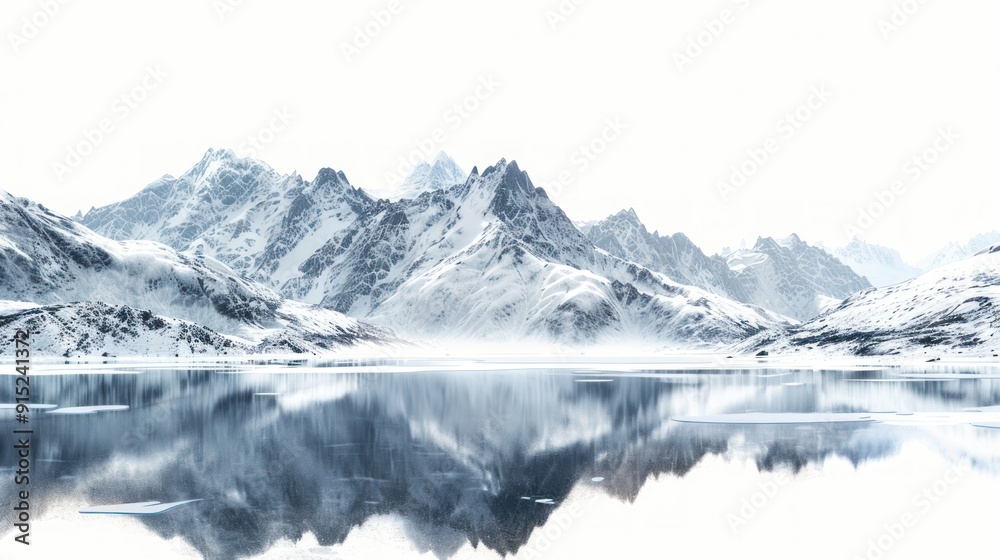 Serene snowy mountain reflection Serene snowy mountain reflection