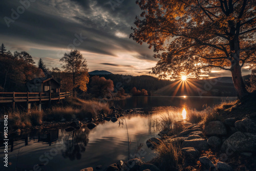 Art autumn sunny nature background