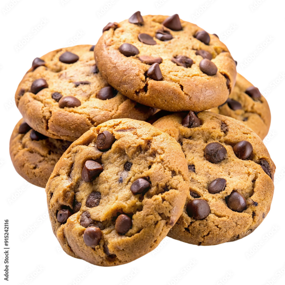 Vegan chocolate chip cookies isolated on transparent background. Vegan chocolate chip cookies isolated on transparent background.