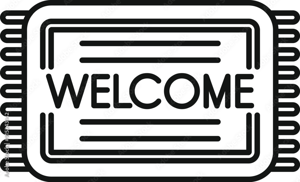 Simple line art of a welcome doormat representing a warm greeting and sense of hospitality Simple line art of a welcome doormat representing a warm greeting and sense of hospitality