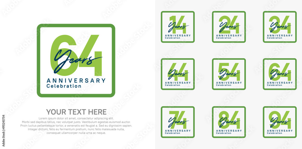 anniversary set logo style with green color in square for company celebration moment anniversary set logo style with green color in square for company celebration moment