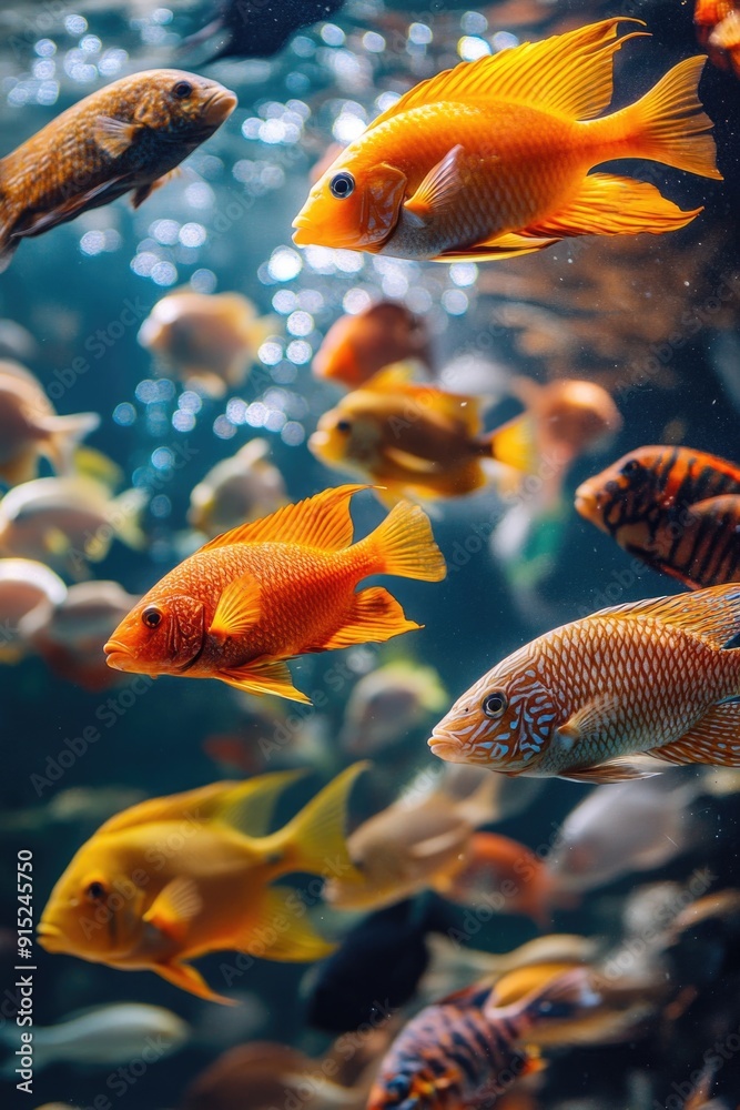 Naklejka premium Fish Swimming in Aquarium