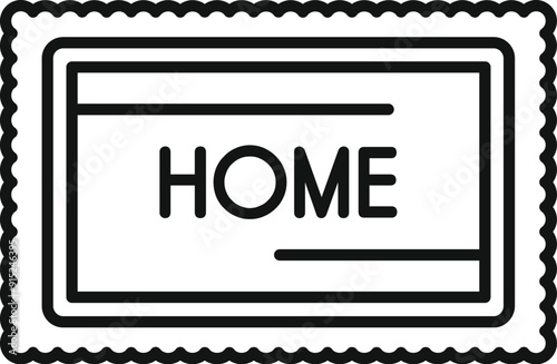 Simple line drawing of a sign with the word home on it, great for housewarming party invitations or decorations