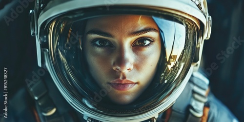 A close-up shot of a person wearing a space suit, perfect for science fiction or astronaut-themed projects