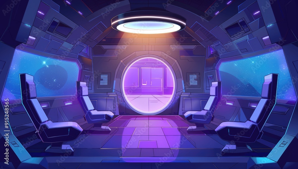 cartoon flat style, cartoon background of alien planet landscape with ...
