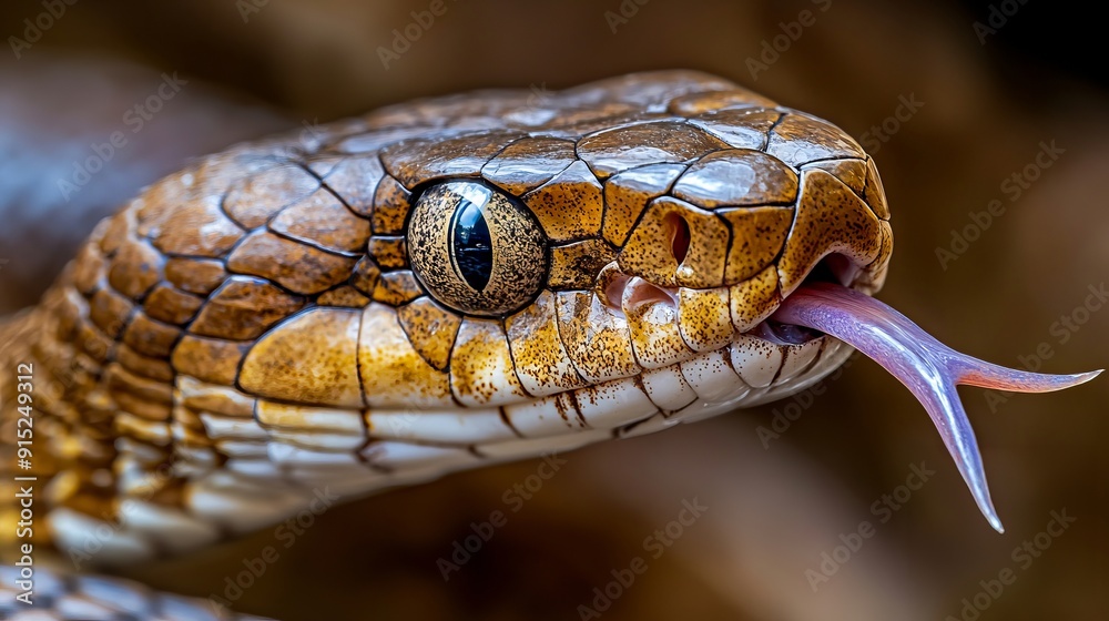 A close up of a snake with its tongue out A close up of a snake with its tongue out