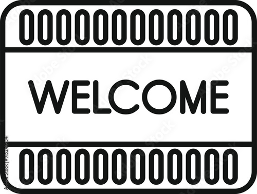 Black and white line art of a doormat with a zeros pattern welcoming visitors to a new home
