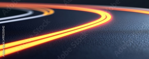 Abstract glowing lines on a dark background. photo