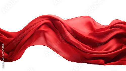 Red fabric is shown isolated on transparent background