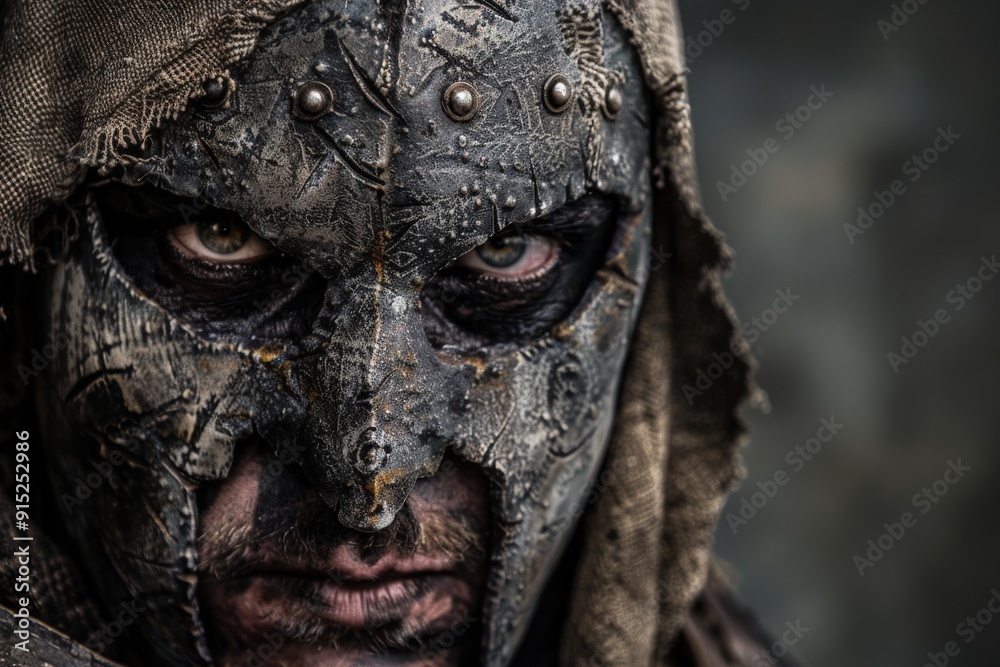 A determined figure clad in intricately designed armor stares intensely, embodying the spirit of a fierce warrior lost in chaos. A determined figure clad in intricately designed armor stares intensely, embodying the spirit of a fierce warrior lost in chaos.