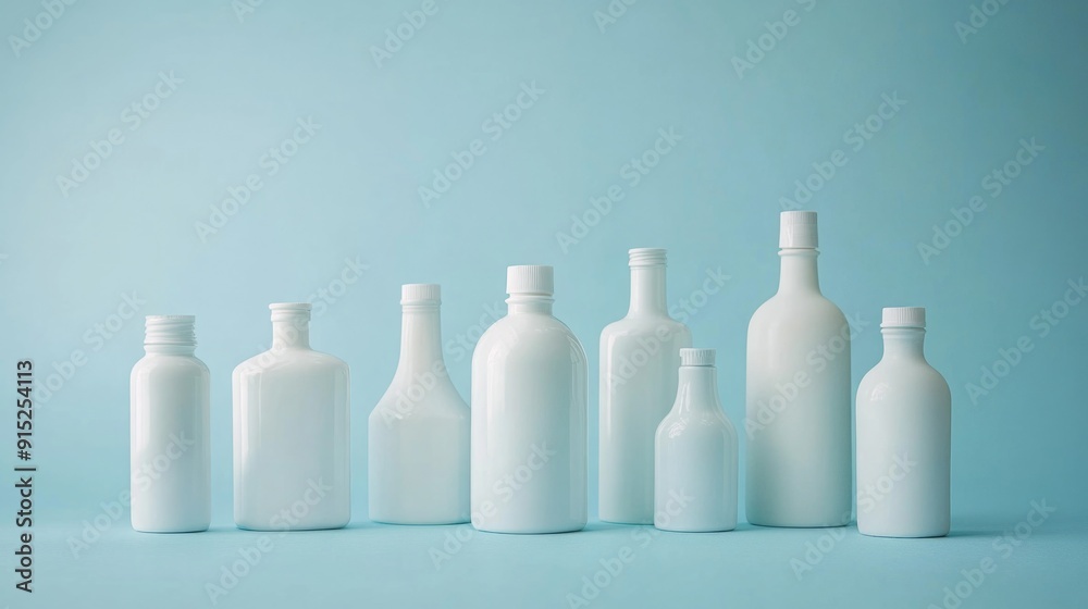 White bottles lined up