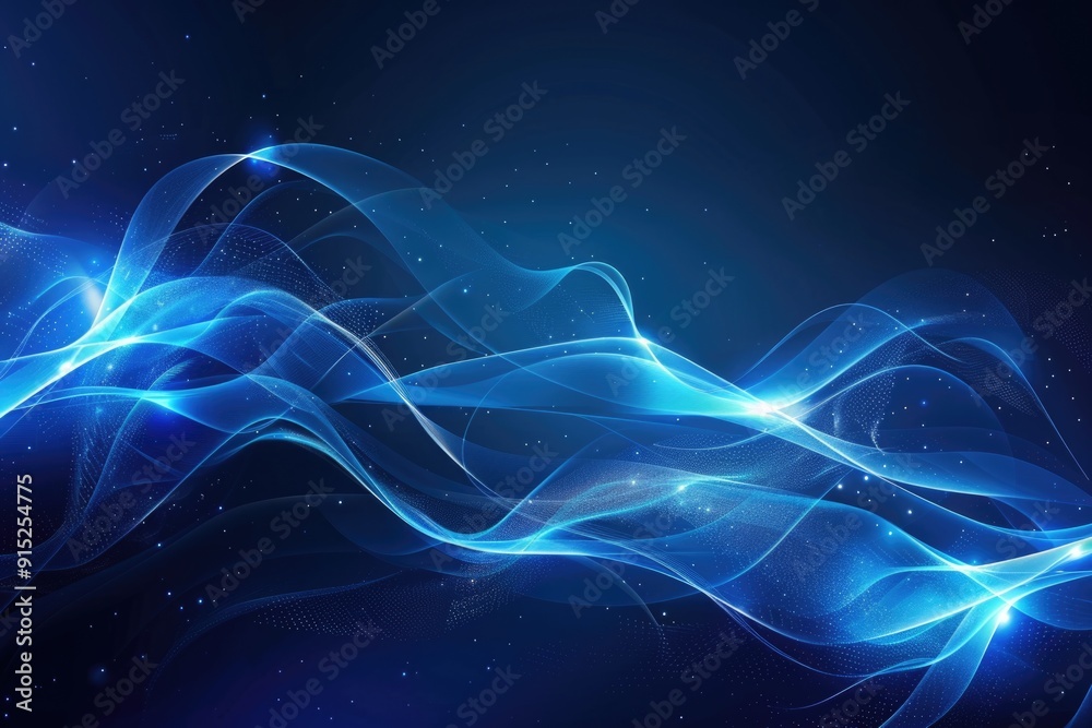 A wave of light on a blue abstract background A wave of light on a blue abstract background