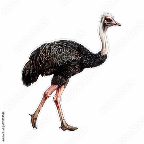 A beautifully detailed, colorful ostrich bird illustration suitable for art prints and advertising materials. photo