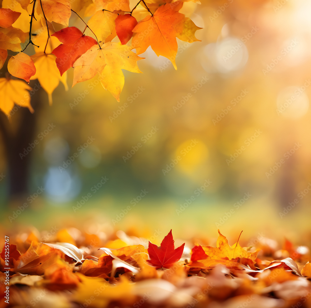 Fototapeta premium autumn leaves on the ground and background. soft background.