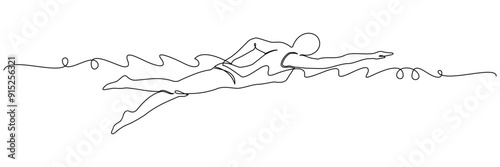 swimming line art