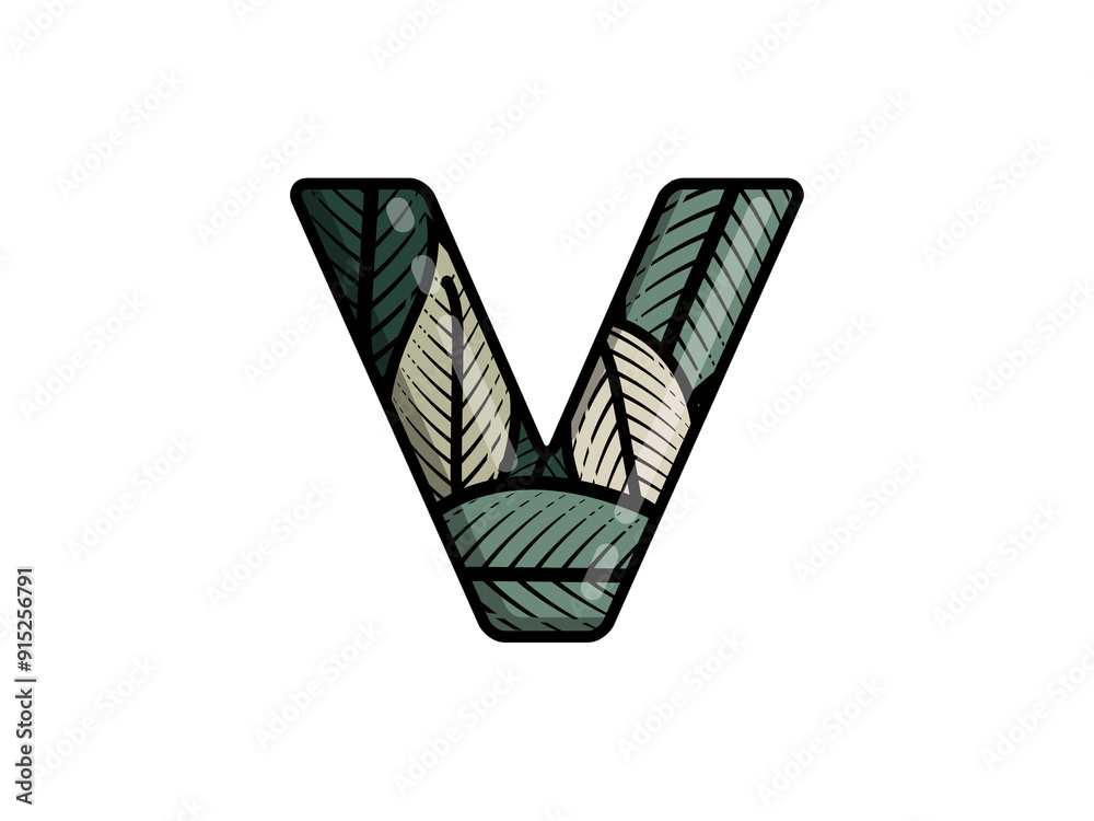 3D LEAF MOTIF ALPHABET LETTER 