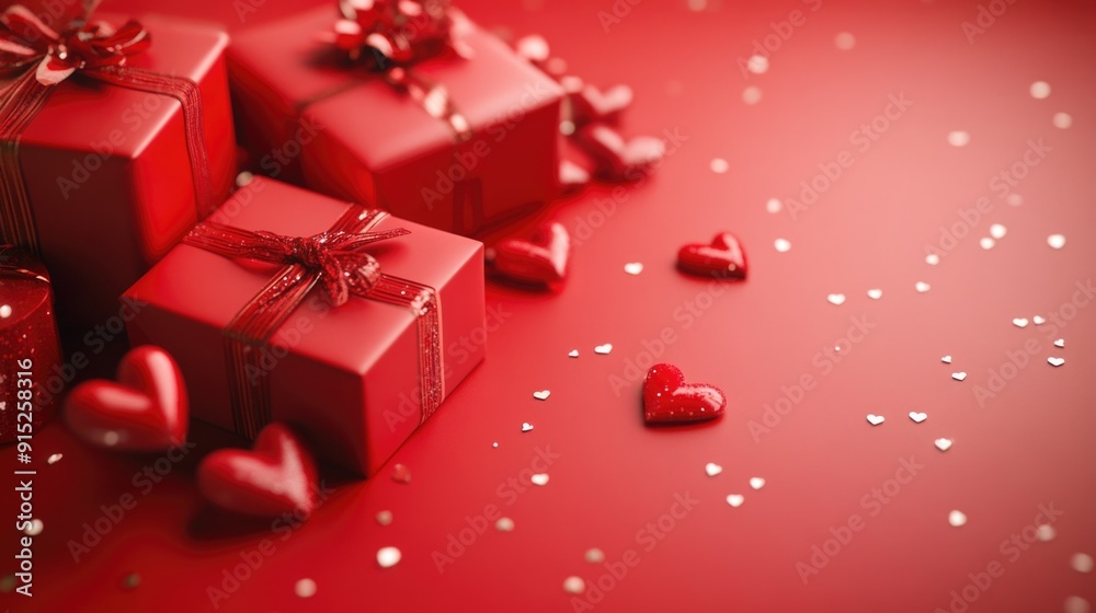 Red Gift Boxes on Table