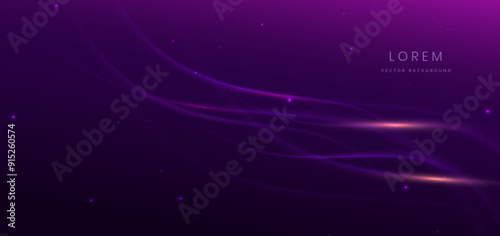 Luxury curved purple lines on dark purple background. Luxury design style. Template premium award design.