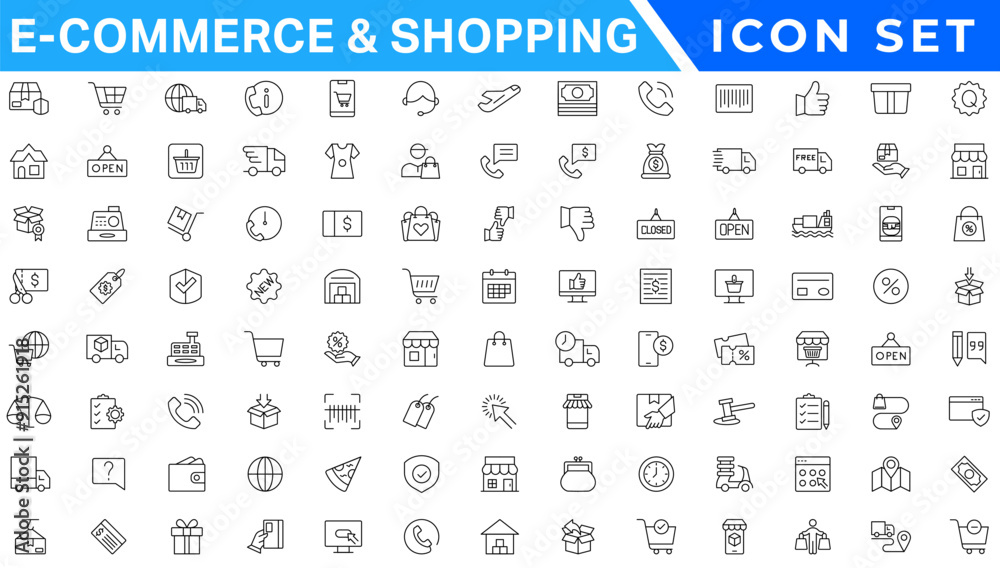 E-Commerce & Shopping thin line icons set. E-Commerce, Shop, Online Shopping Editable Stroke icons collection. Shoppind symbols set E-Commerce & Shopping thin line icons set. E-Commerce, Shop, Online Shopping Editable Stroke icons collection. Shoppind symbols set