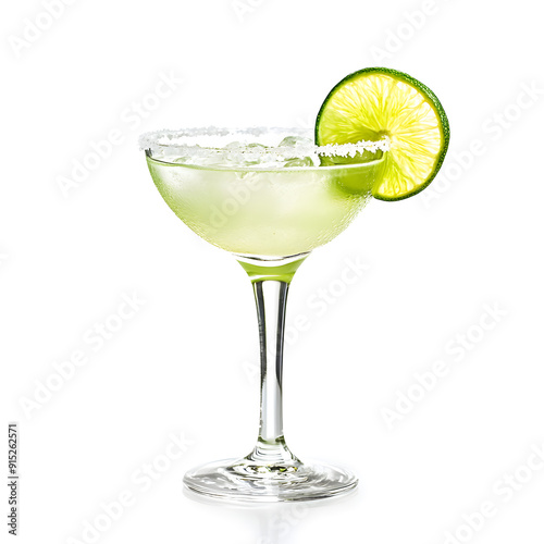 Margarita cocktail with lime isolated on white background