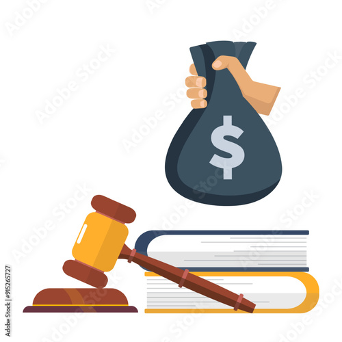 Justice and Law corruption and bribe - vector illustration.