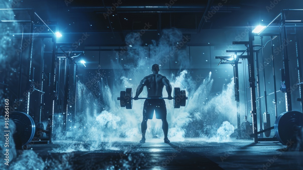 Obraz premium Powerful Silhouette: Strong Man in Action