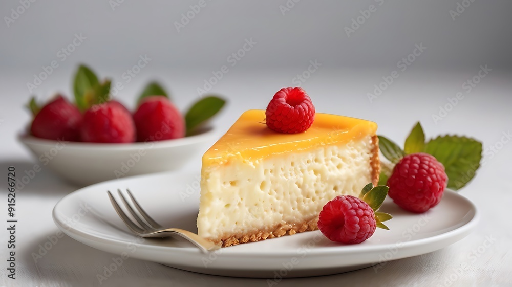a single slice of delicious cheese cake on plate a single slice of delicious cheese cake on plate