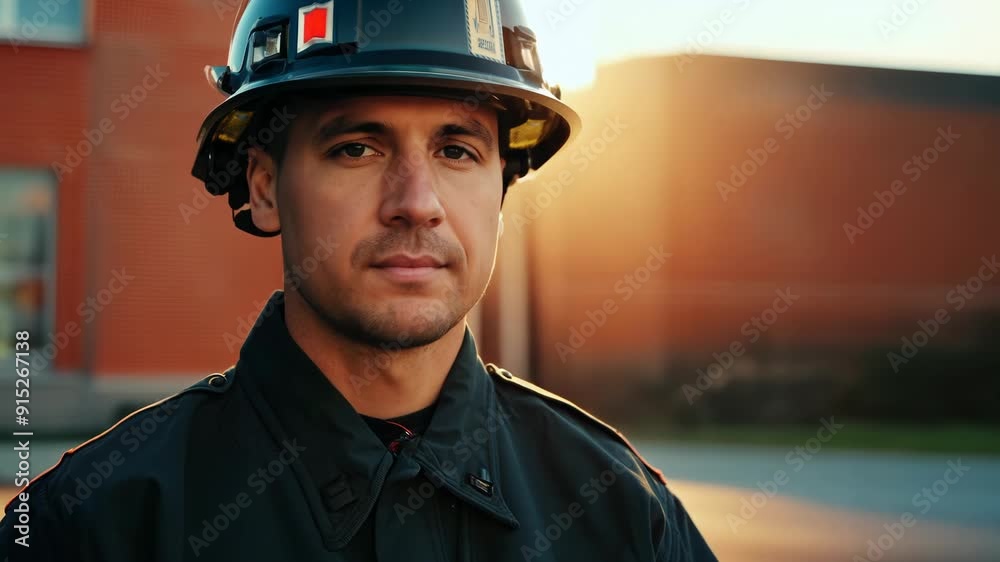 Confident Fireman Displaying Courage and Strength Confident Fireman Displaying Courage and Strength