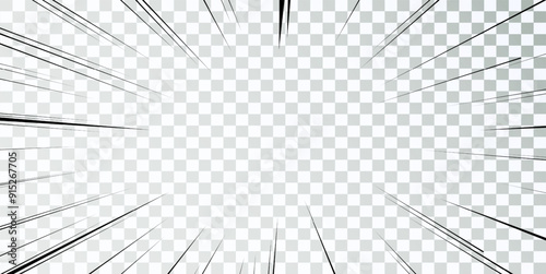 Manga lines. Comics book action. Speed lines frame. Vector carton retro