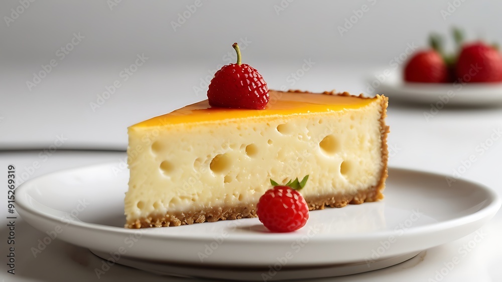 a single slice of delicious cheese cake on plate a single slice of delicious cheese cake on plate