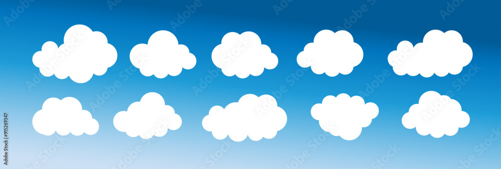 Set of cartoon cloud in a flat design. White cloud. Vector Set of cartoon cloud in a flat design. White cloud. Vector