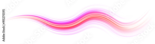 Abstract neon rays of light on a transparent background in PNG format. Purple speeds on the expressway. Car road silhouette with light and motion effect.