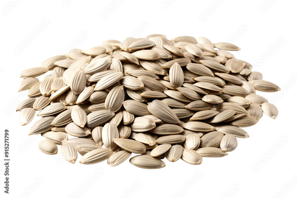 A Delightful Pile of Sunflower Seeds Gathered in Natural Light on a Rustic Table on Transparent PNG Background.