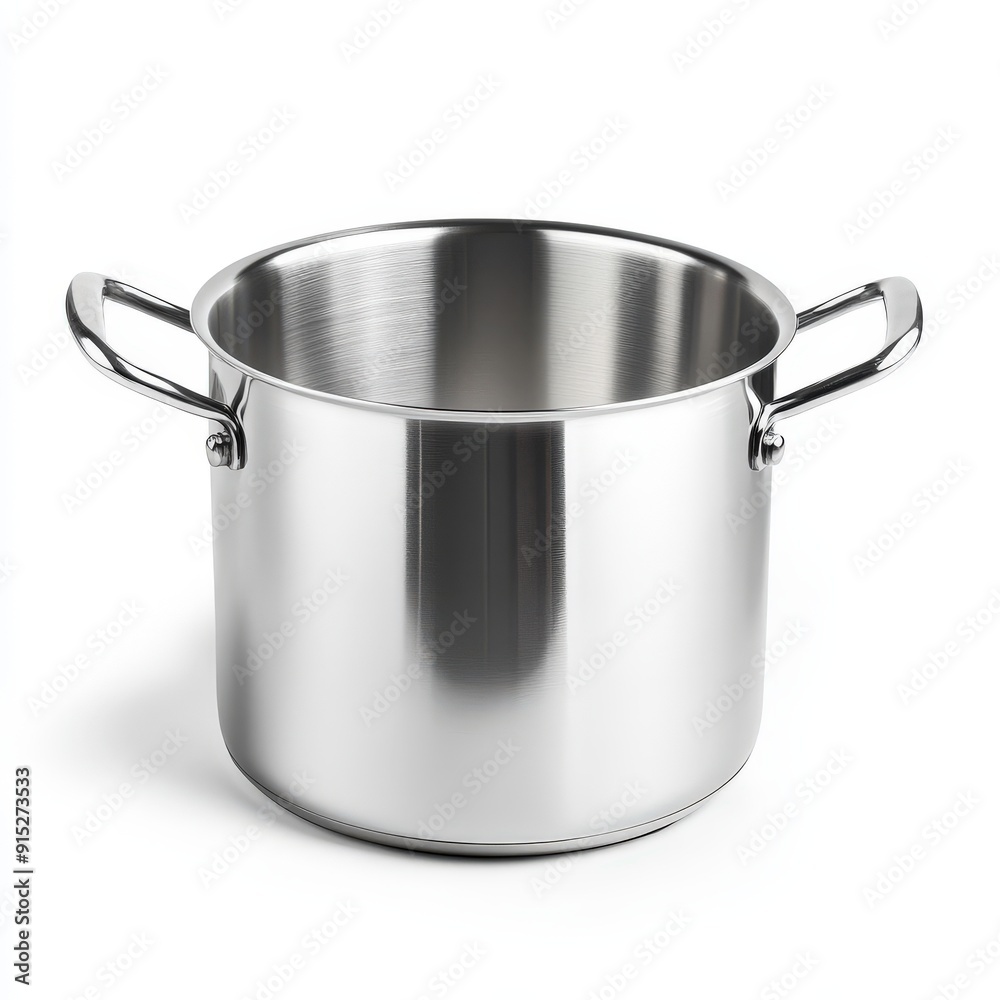 Stainless Steel Pot with Two Handles on a White Background Stainless Steel Pot with Two Handles on a White Background