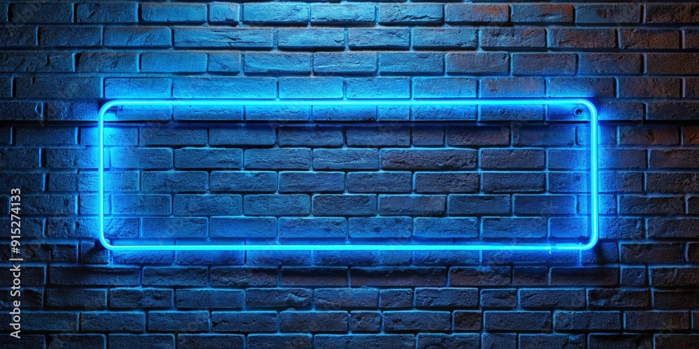 blue neon light on a brick wall at night blue neon light on a brick wall at night