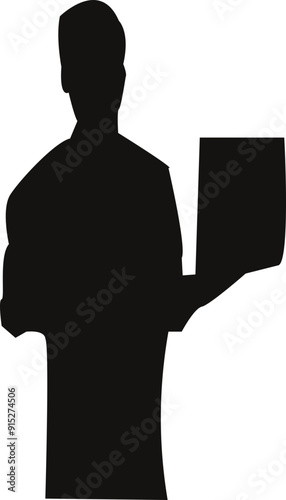 silhouette of a person with laptop